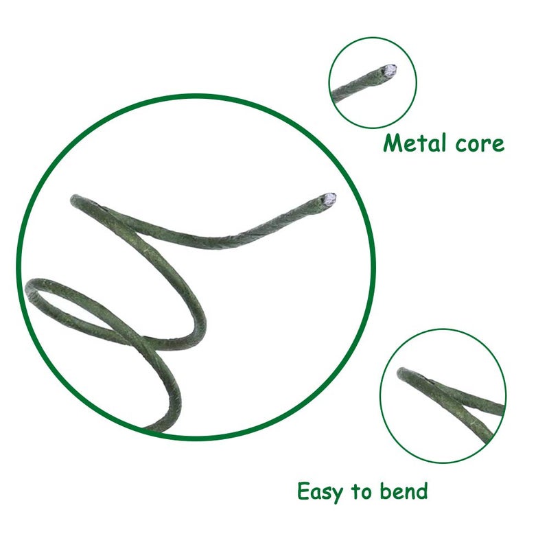 Xilanhhaa 100 Pcs 14 Inch 18 Gauge Floral Stems Wire,Green Flower Paper Wrapped Wires,DIY Crafting Floral Stem for Artificial Flowers Arrangements,Bouquets Flower Making Supplies - Image 4